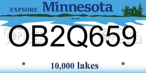 OB2Q659 Minnesota License Plate