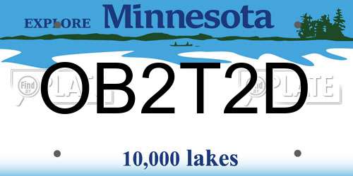 OB2T2D Minnesota License Plate