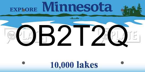 OB2T2Q Minnesota License Plate