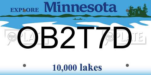 OB2T7D Minnesota License Plate