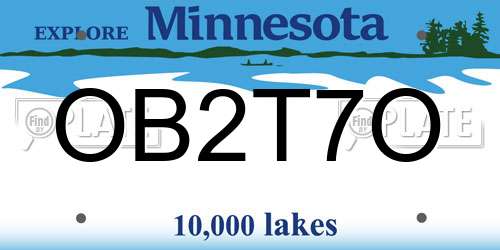 OB2T7O Minnesota License Plate