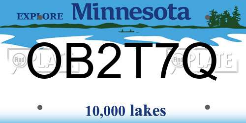 OB2T7Q Minnesota License Plate