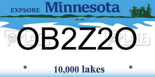 OB2Z2O Minnesota License Plate