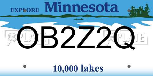 OB2Z2Q Minnesota License Plate