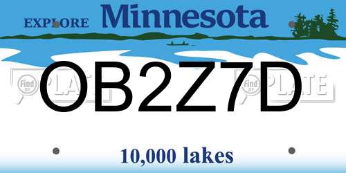 OB2Z7D Minnesota License Plate