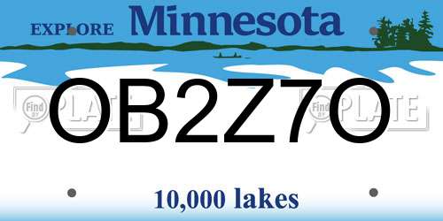 OB2Z7O Minnesota License Plate