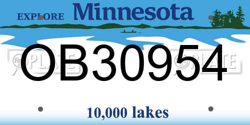 OB30954 Minnesota License Plate