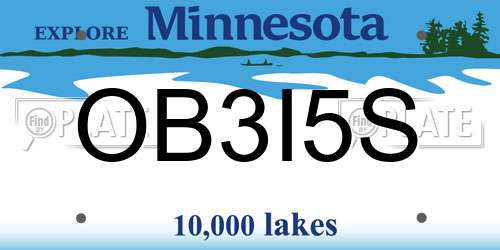 OB3I5S Minnesota License Plate