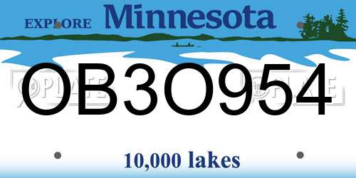 OB3O954 Minnesota License Plate