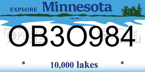 OB3O984 Minnesota License Plate