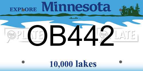 OB442 Minnesota License Plate