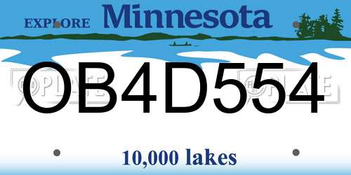 OB4D554 Minnesota License Plate