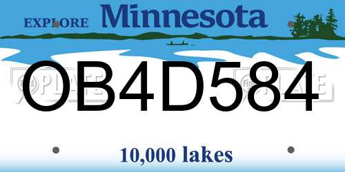 OB4D584 Minnesota License Plate