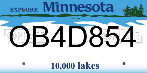 OB4D854 Minnesota License Plate