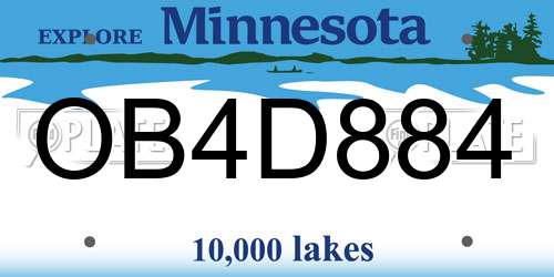 OB4D884 Minnesota License Plate