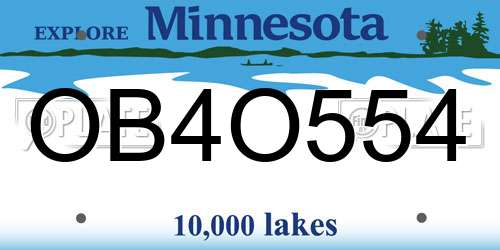 OB4O554 Minnesota License Plate