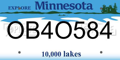 OB4O584 Minnesota License Plate