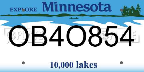 OB4O854 Minnesota License Plate