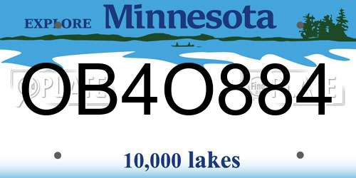 OB4O884 Minnesota License Plate