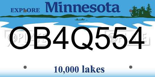 OB4Q554 Minnesota License Plate