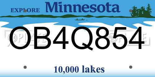 OB4Q854 Minnesota License Plate