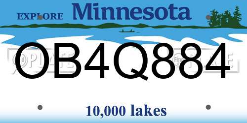 OB4Q884 Minnesota License Plate