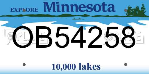 OB54258 Minnesota License Plate