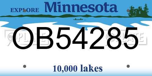 OB54285 Minnesota License Plate