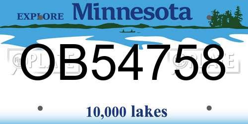 OB54758 Minnesota License Plate