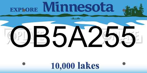 OB5A255 Minnesota License Plate