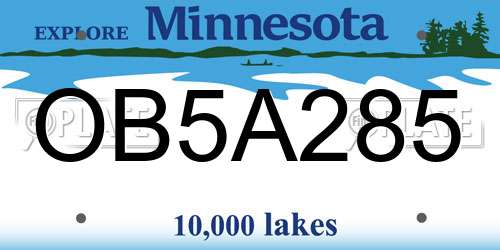 OB5A285 Minnesota License Plate