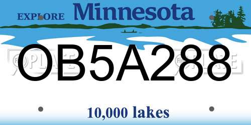 OB5A288 Minnesota License Plate