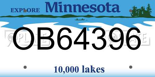 OB64396 Minnesota License Plate