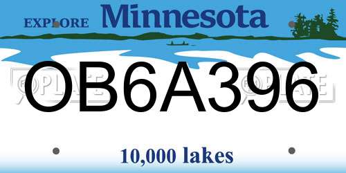 OB6A396 Minnesota License Plate