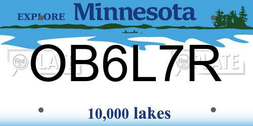 OB6L7R Minnesota License Plate