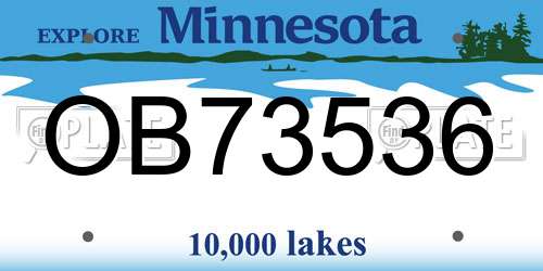 OB73536 Minnesota License Plate