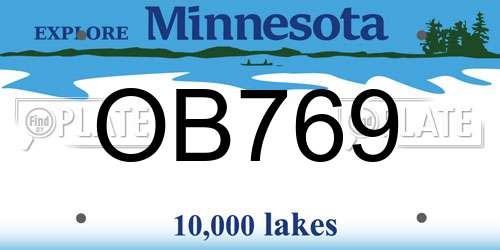 OB769 Minnesota License Plate