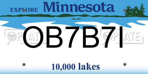 OB7B7I Minnesota License Plate