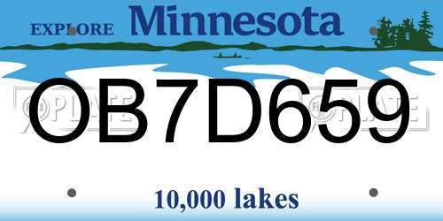 OB7D659 Minnesota License Plate