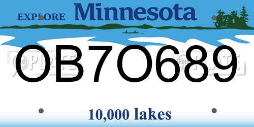 OB7O689 Minnesota License Plate