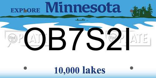 OB7S2I Minnesota License Plate