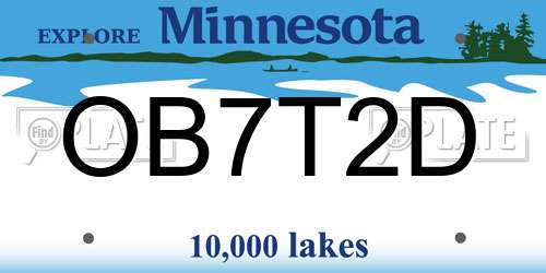 OB7T2D Minnesota License Plate