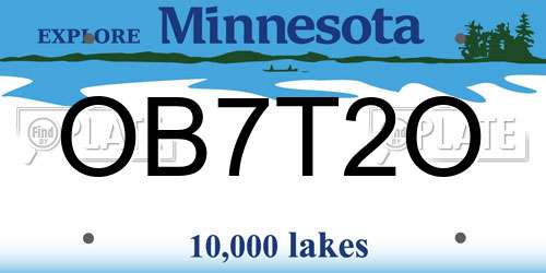 OB7T2O Minnesota License Plate