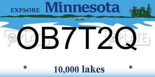 OB7T2Q Minnesota License Plate