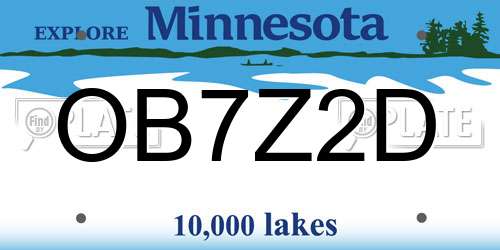 OB7Z2D Minnesota License Plate