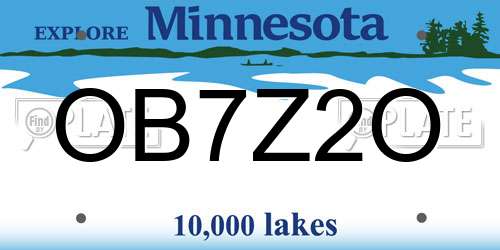 OB7Z2O Minnesota License Plate