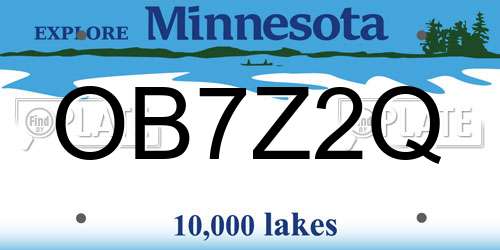 OB7Z2Q Minnesota License Plate