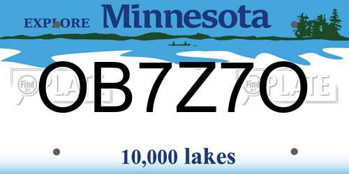 OB7Z7O Minnesota License Plate