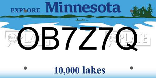 OB7Z7Q Minnesota License Plate