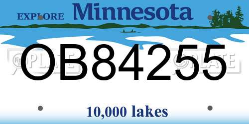 OB84255 Minnesota License Plate